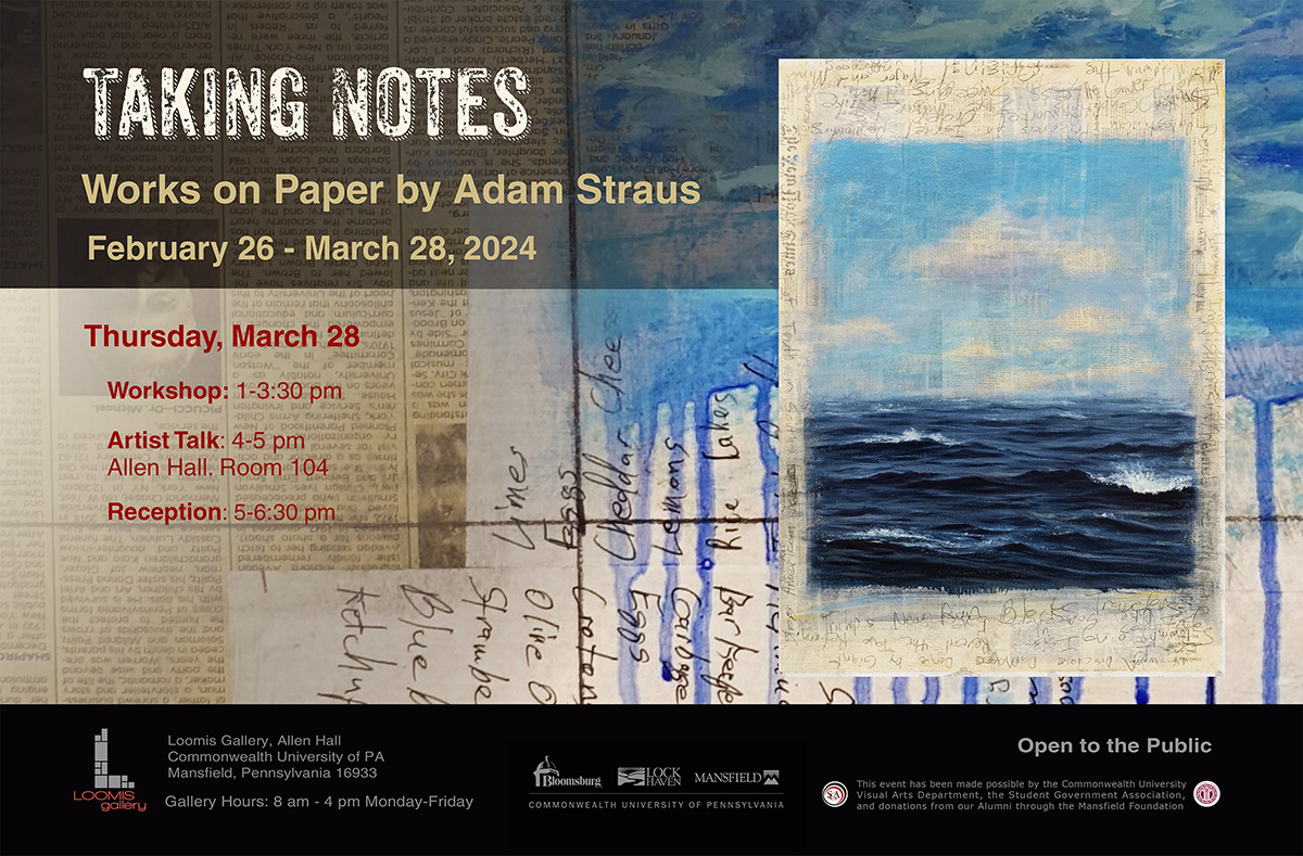 Image of the exhibition poster for Taking Notes: Works on Paper by Adam Straus
